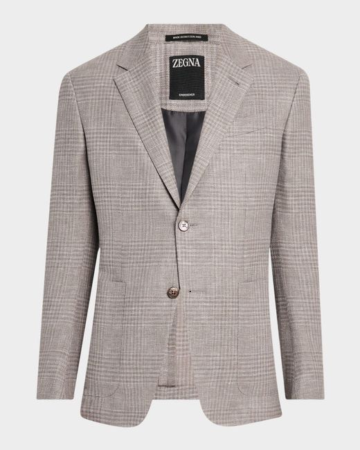 Zegna Gray Check Crossover Sport Coat for men