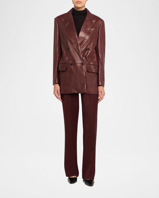 Max Mara Red Duse Leather Double-Breasted Jacket