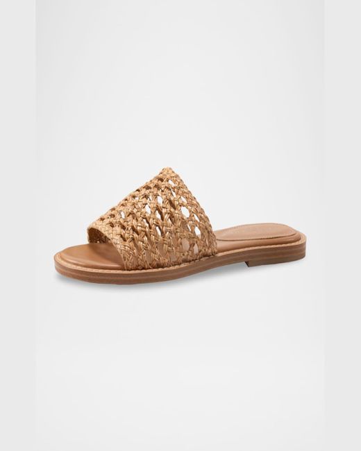 Marc Fisher White Woven Flat Slide Sandals