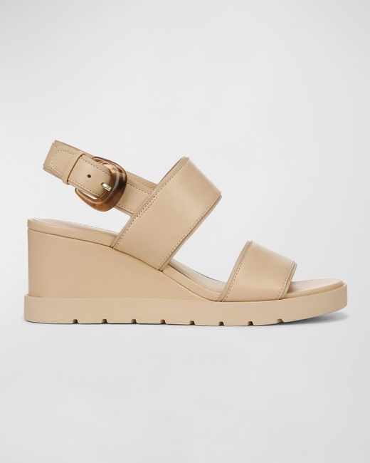 Vince Natural Roma Leather Wedge Slingback Sandals