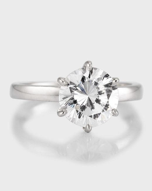 Fantasia by Deserio White Cubic Zirconia Solitaire Ring In 6 Prong Basket