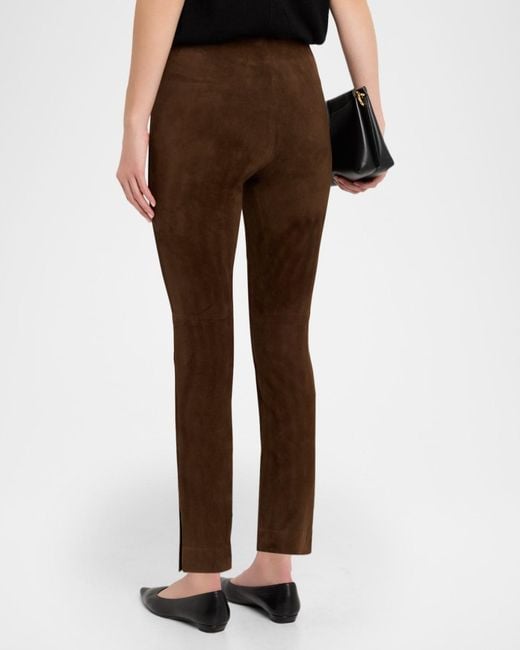 Vince Brown Suede Split-Hem Cropped Pant