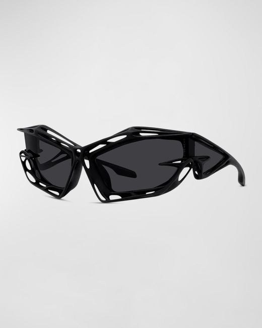 Givenchy Black Giv Cut Cage Acetate Aviator Sunglasses