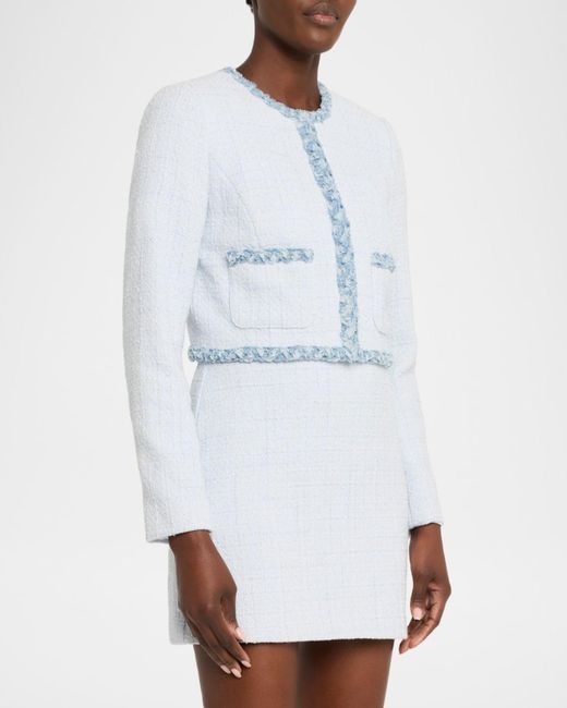 LoveShackFancy Blue Azula Tweed Jacket