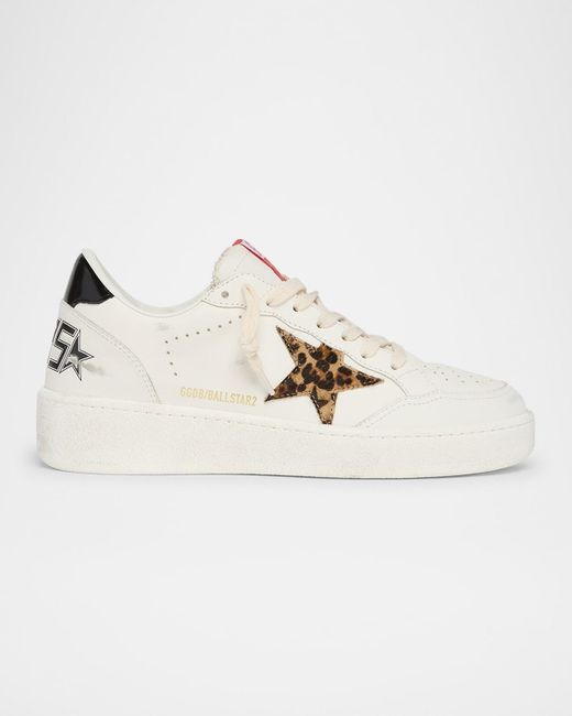 Golden Goose Deluxe Brand Natural Ball Star Mixed Leather Low-Top Sneakers