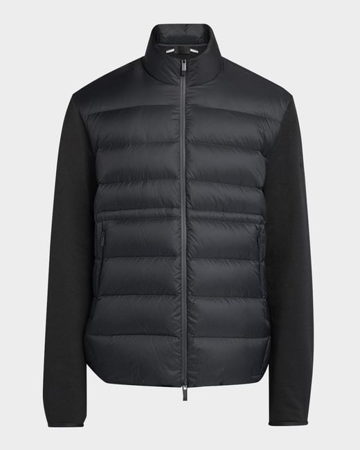 Moncler Black Apos;S Zip-Up Down Knit Combo Jacket for men