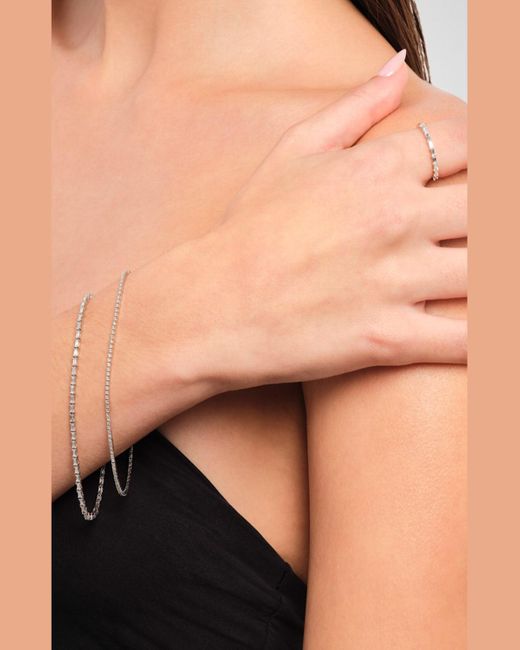 Lana Jewelry Gray 14k Gold Baguette Diamond Tennis Bracelet, 1.2tcw