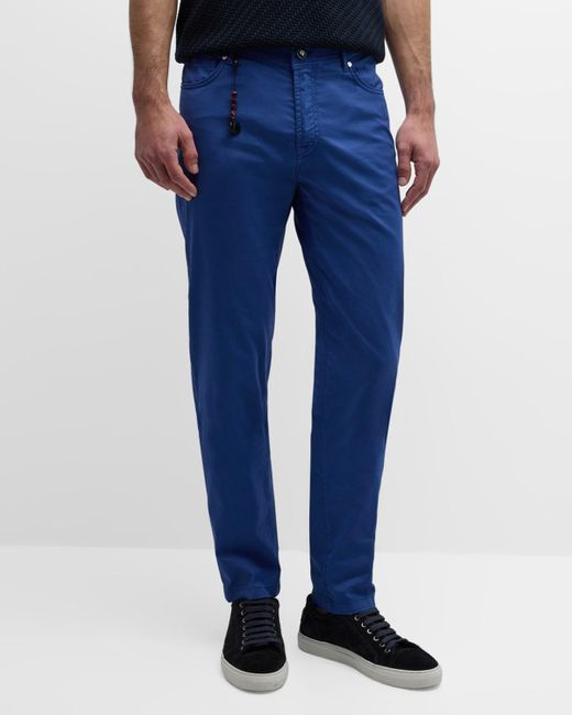 Marco Pescarolo Blue Micropique 5-Pocket Pants for men