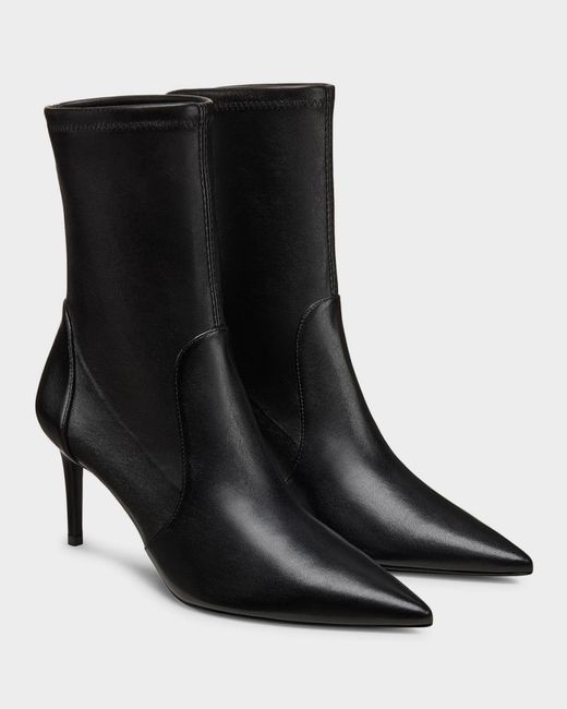 Stuart Weitzman Black 75Mm Stuart Power Leather Booties