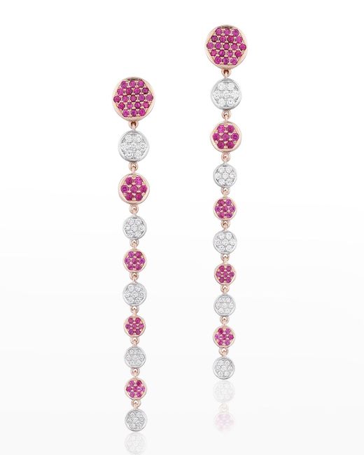 Andreoli Pink Rose Gold Diamond And Ruby Earrings