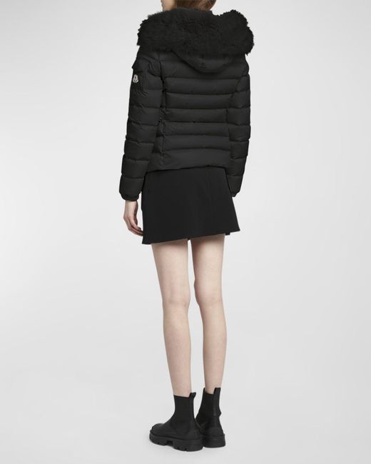 Moncler Black Badyf Faux Fur-Trimmed Hooded Short Down Jacket