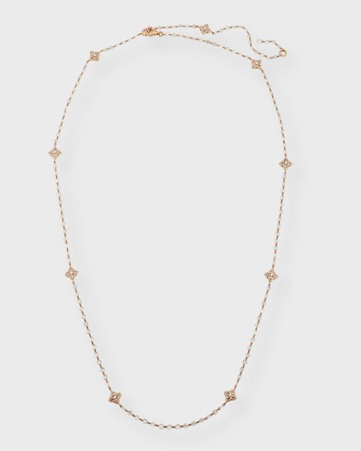 64 Facets White 18k Rose Gold Blossom Diamond Station Necklace