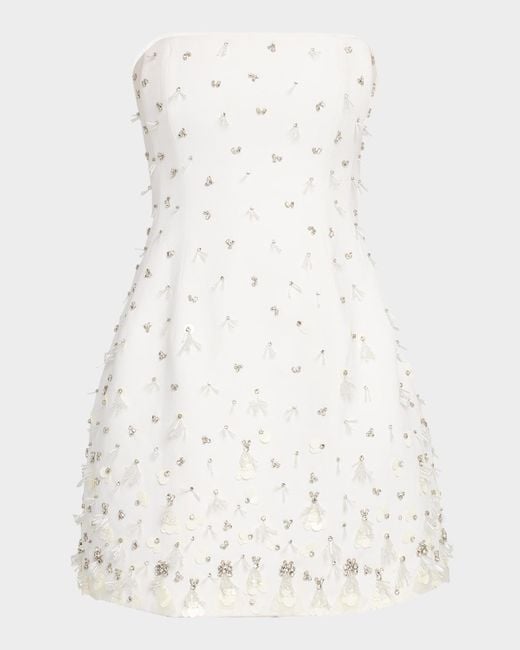 Jonathan Simkhai Natural Yasmin Strapless Embellished Bustier Mini Dress