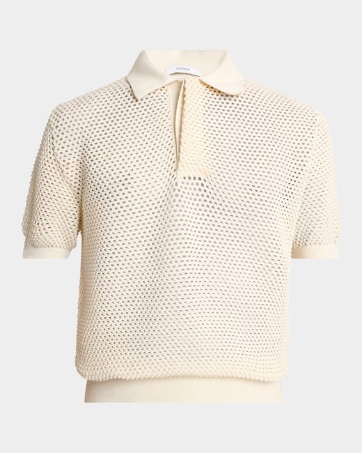Givenchy Natural Mesh Knit Short-Sleeve Polo Shirt for men