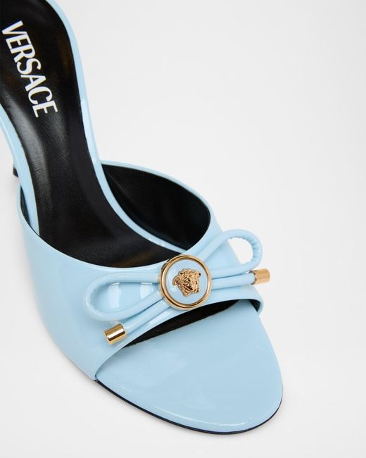 Versace Blue Opera Bow Ballet Mules