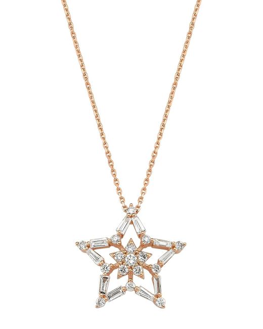 BeeGoddess Metallic 14k Rose Gold Sirius Star Diamond Pendant Necklace