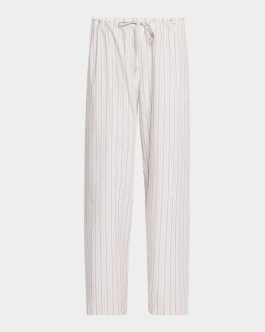 The Row White Hypnosta Striped Straight-Leg Drawstring Pants