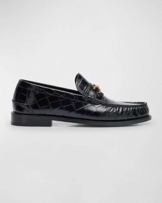 Versace Black Croc-effect Medusa Coin Bit Loafers for men