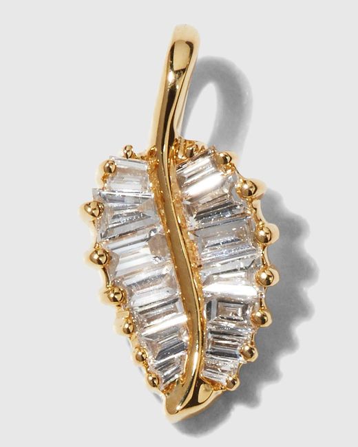 Anita Ko Metallic 18k Yellow Gold Diamond Baguette Palm Leaf Necklace