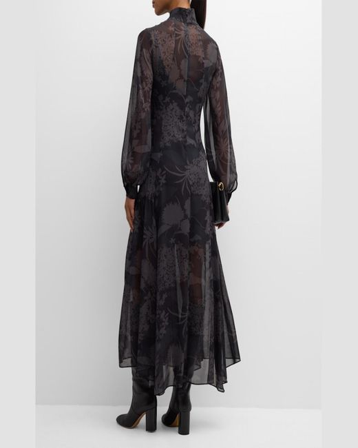 Akris Black Silk Georgette Abraham Printed Gown
