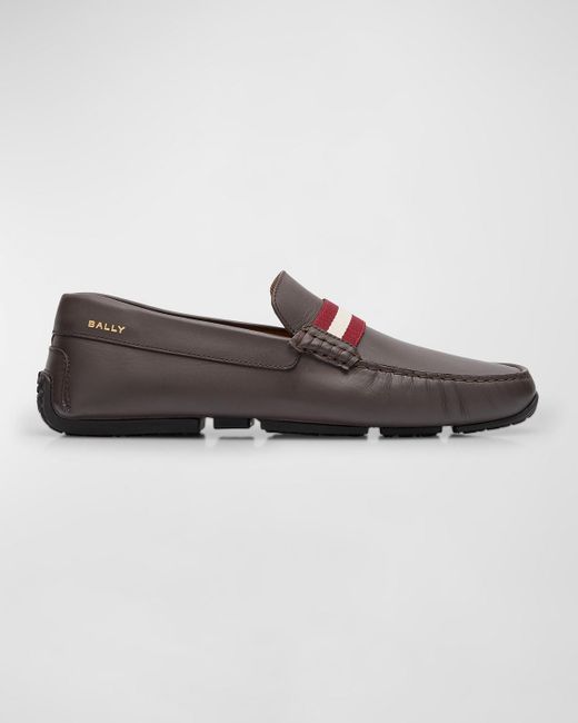 Bally Brown Perthy Leather Penny Loafers for men