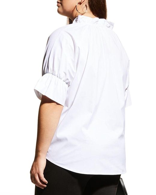 Finley White Plus Size Crosby Solid Ruffle Shirt