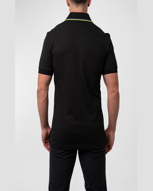 Maceoo Black Mozart Tipped Polo Shirt for men