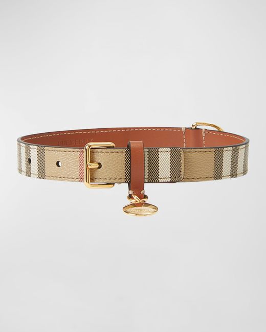 Burberry White Check Leather Dog Collar