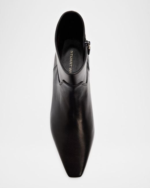 Stuart Weitzman Black Stassi Leather Zip Ankle Boots