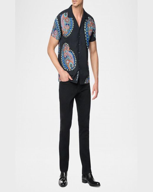Robert Graham Goliath Paisley Woven Camp Shirt in Blue for Men | Lyst