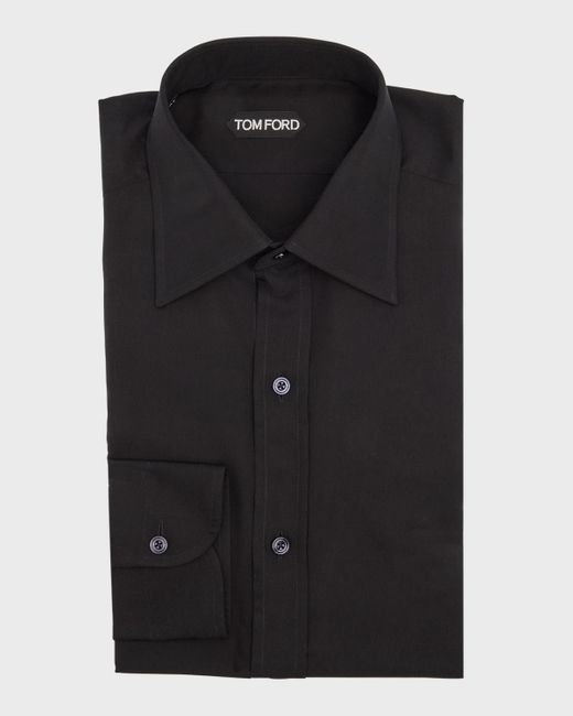 Tom Ford Black Silk Parachute Slim Fit Dress Shirt for men