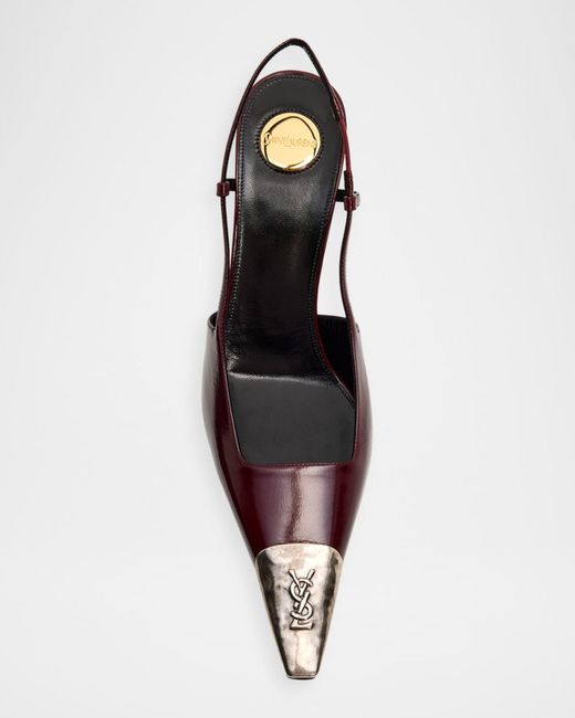 Saint Laurent Pink Cap-Toe Slingback Pumps
