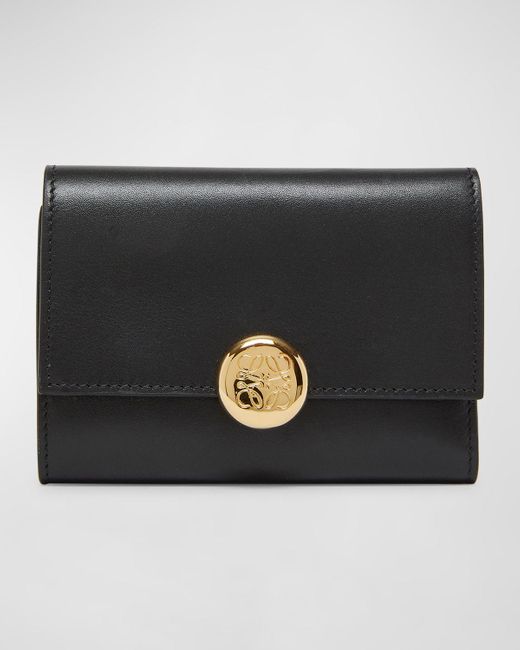 Loewe Black Small Pebble Leather Trifold Wallet