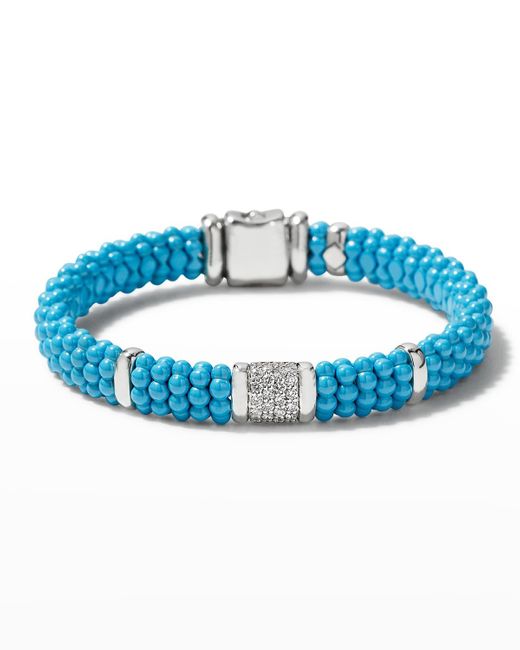 Lagos Blue Caviar 4-link Ceramic Diamond Rope Bracelet