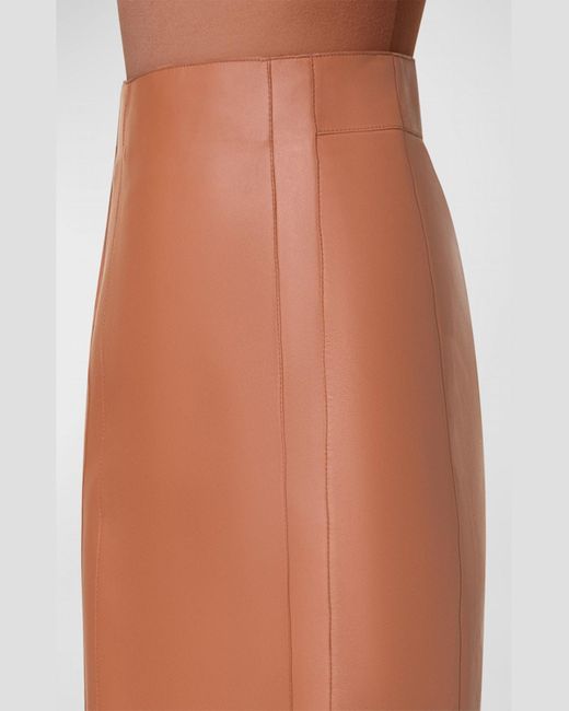 Akris Orange Lambskin Leather Short Pencil Skirt