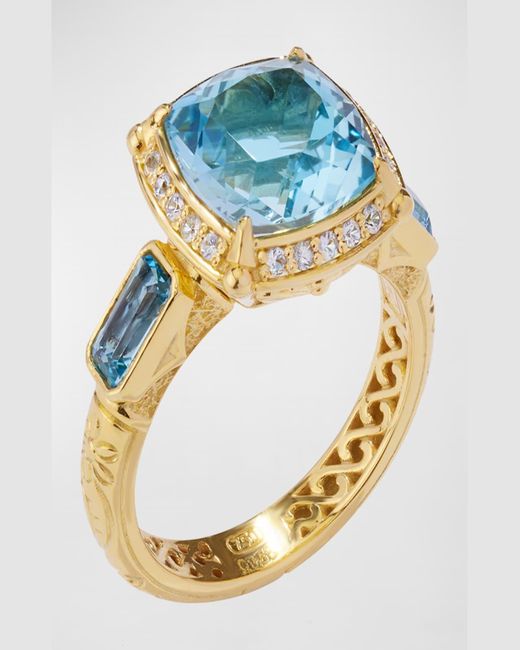 Konstantino Sky Blue Topaz And White Sapphire Ring, Size 7