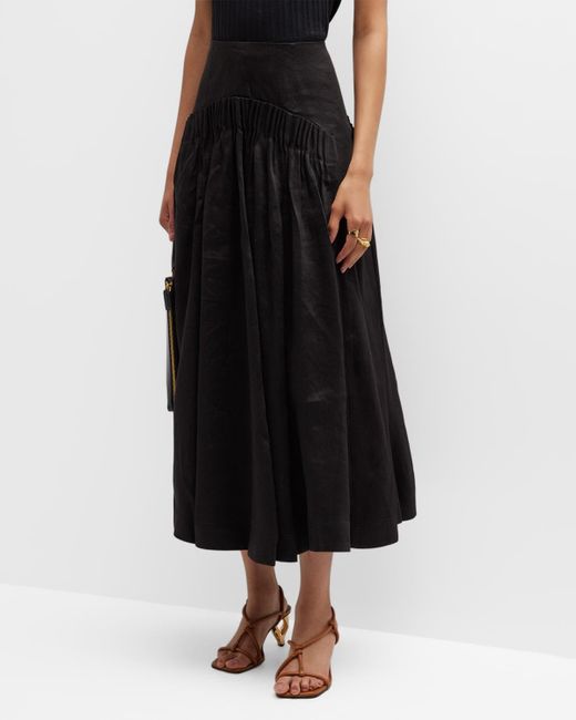 Aje. Yves Pleated-front Midi Skirt in Black | Lyst