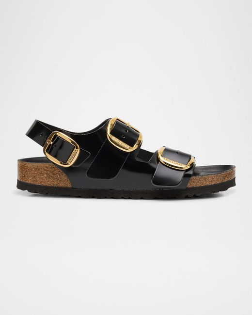 Birkenstock Black Dual-Buckle Leather Slingback Sandals