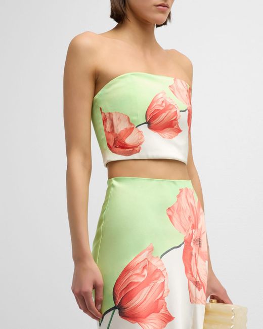 Alice + Olivia Red Floral Ceresi Bandeau Top