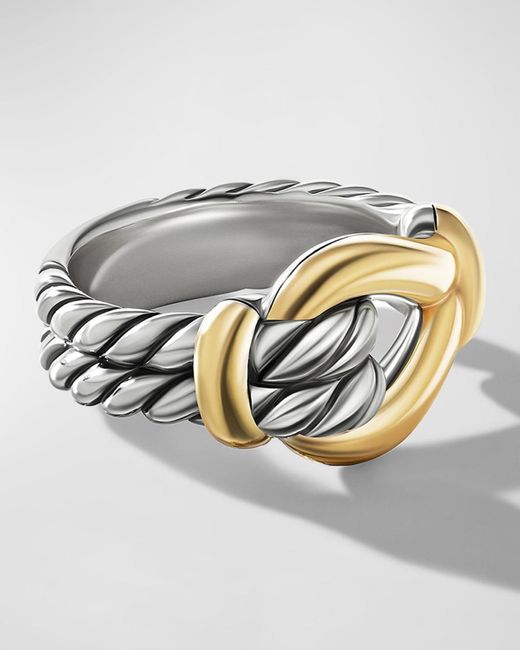 David Yurman Gray Thoroughbred Loop Ring In Silver With 18k Gold, 13mm
