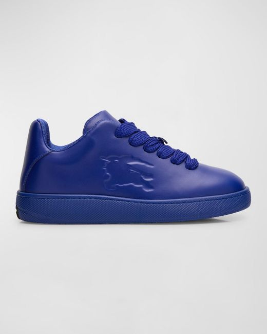 Burberry Blue Leather Box Low-Top Sneakers for men