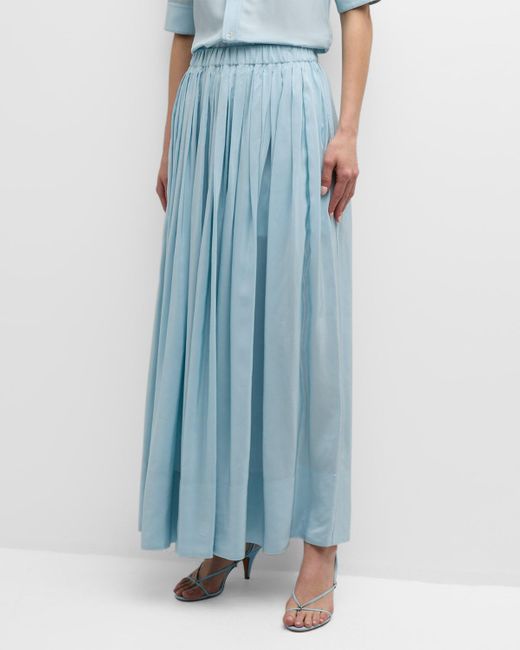 Co. Blue Pleated Maxi Skirt