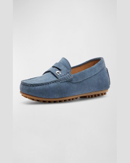 La Canadienne Blue Pedale Penny Suede Driver Loafers