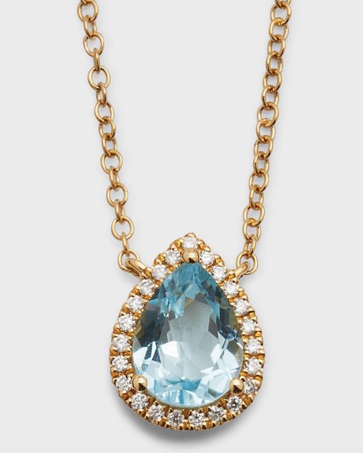 Kiki McDonough Blue Grace Pear Topaz And Diamond Necklace