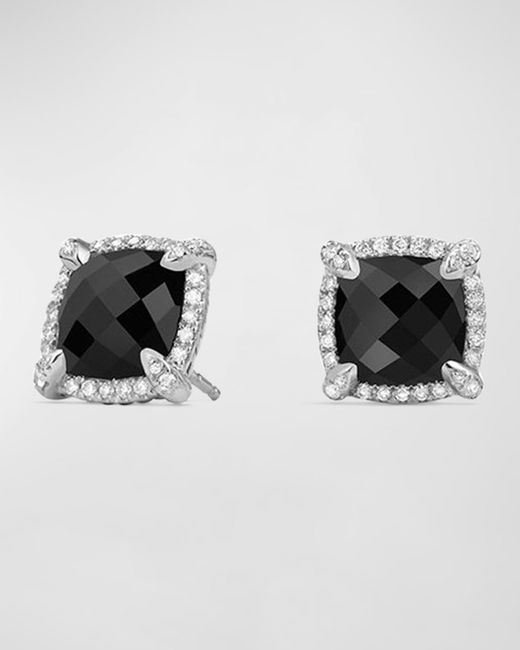 David Yurman Black 9mm Chatelaine Stud Earrings With Diamonds