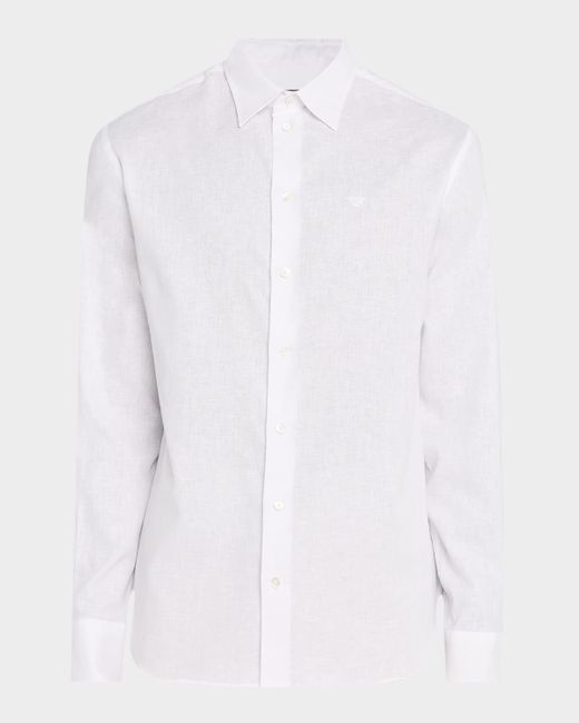Emporio Armani White Linen And Cotton Sport Shirt for men