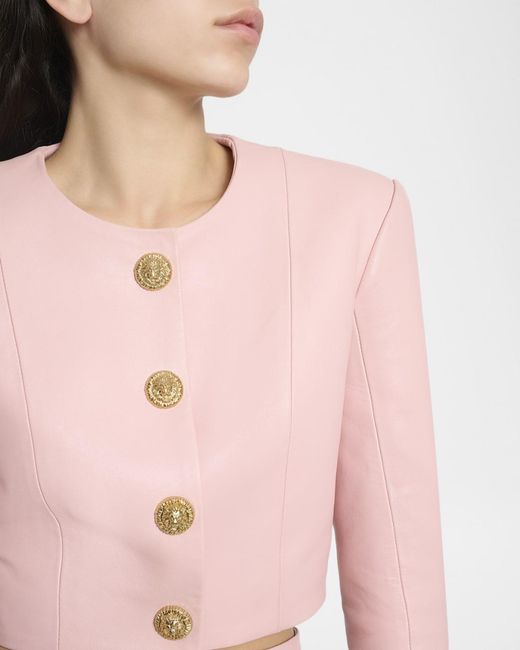 Balmain Pink Leather Jacket
