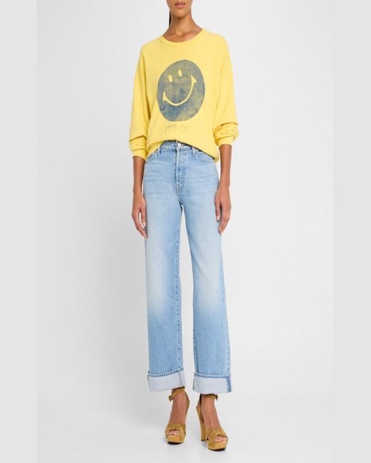 Mother Blue Lil' Dodger Button Hover Cuff Jeans