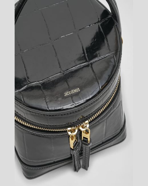 Jacquemus Black Le Vanito Croc-Embossed Shoulder Bag
