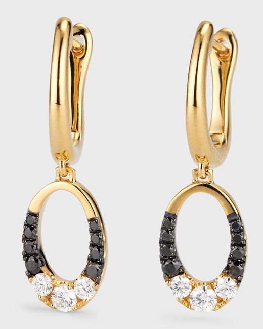 Frederic Sage Metallic 18k Clip Ii Small Oval White And Black Diamond Earrings